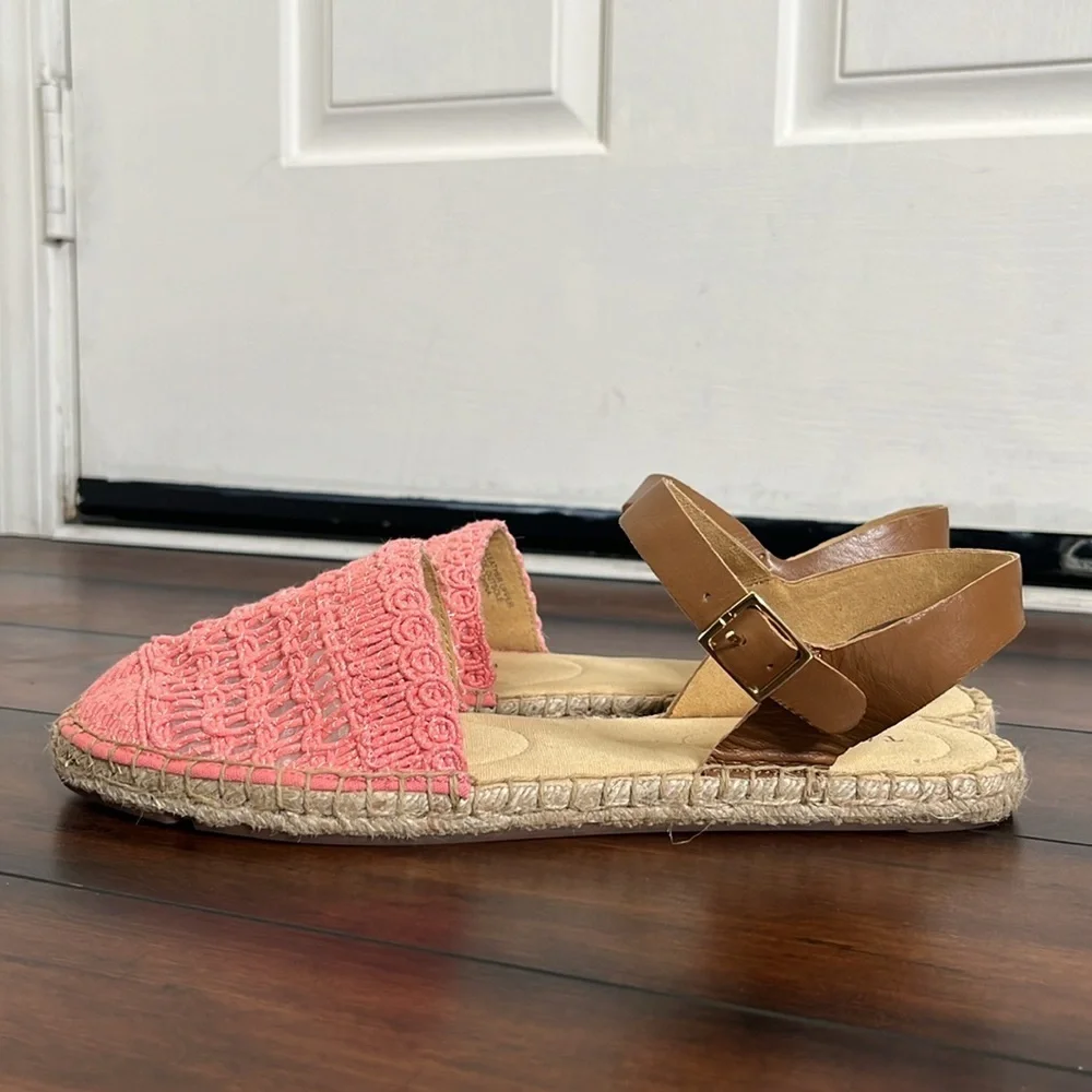 Talbots‎ Women's Izzy Corded Espadrille Flats size 9.5 Ankle Leather Strap New